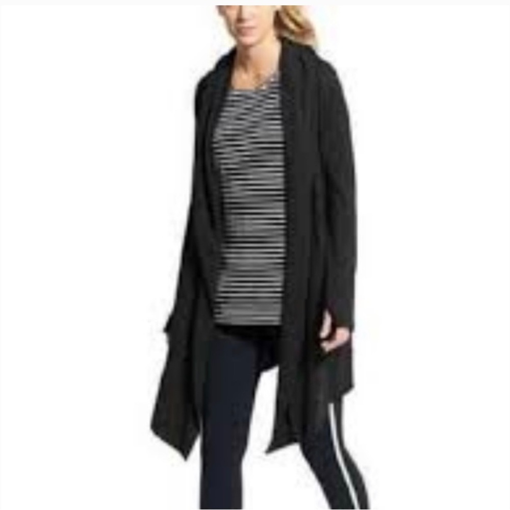 Athleta Black Open-Front Drape Cardigan
